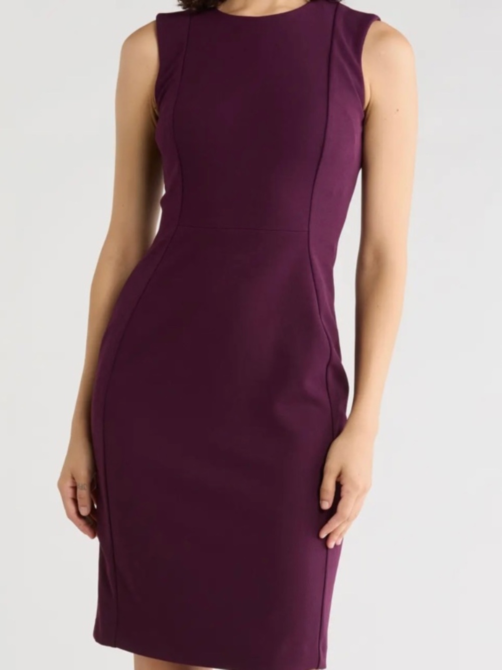 Calvin Klein Aubergine Gold Zipper Sleeveless Sheath Cocktail Dress - 6 (NWOT)